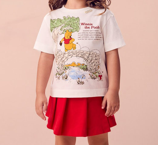 Conjunto Infantil Blusa Infantil Ursinho Pooh Short Saia Vermelho - Animê