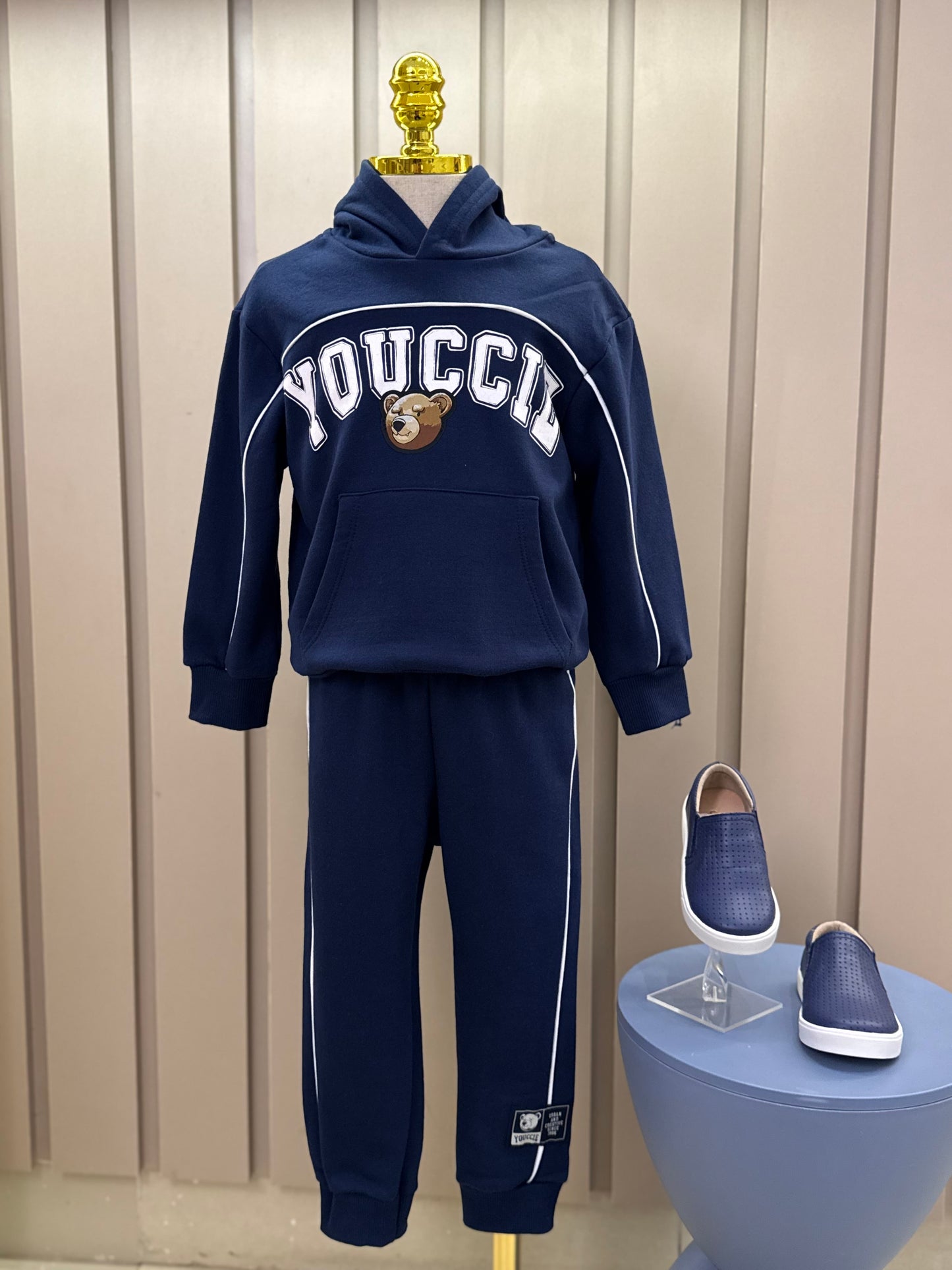 Conjunto Infantil Moletom YCC Ursinho Casaco e Calça Marinho - Youccie