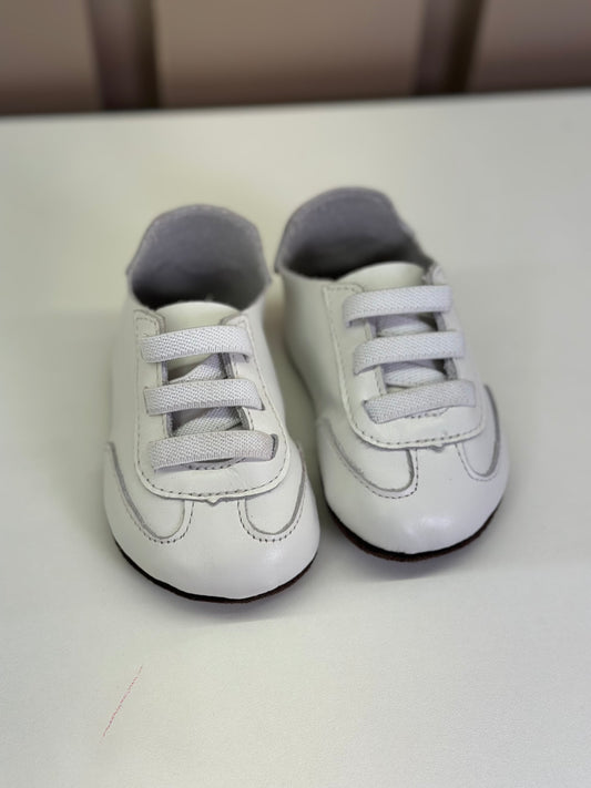 Sapato Bebê Couro Bola Branco - Petit Cheval