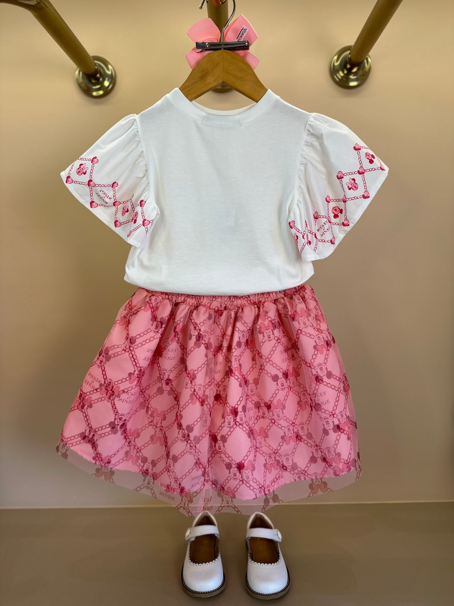 Conjunto Infantil Festinha Blusa Bordada e Saia Tule Minnie - Animê