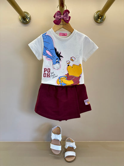 Conjunto Infantil Blusa Ursinho Pooh e Shorts Moletom - Momi