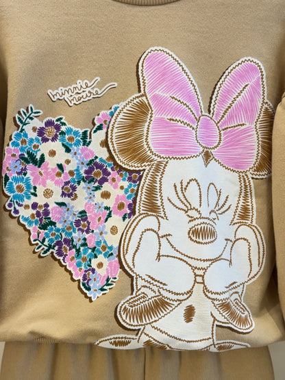 Conjunto Infantil Casaco e Calça de Moletom Minnie Flores - Animê
