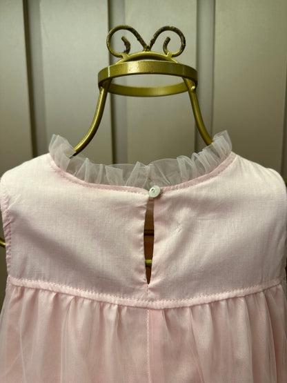 Vestido Infantil Tule Camadas Babados Laço Rosa Fada - Pituchinhus