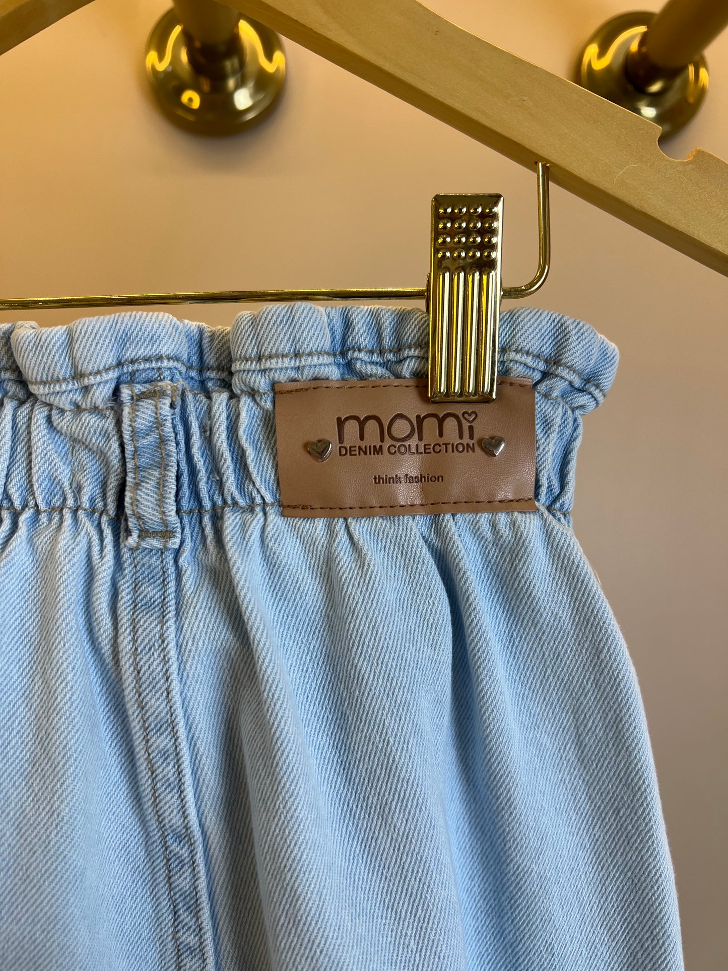 Conjunto Infantil Blusa Bordado Inglês e Calça Jeans Cós Clochard - Momi