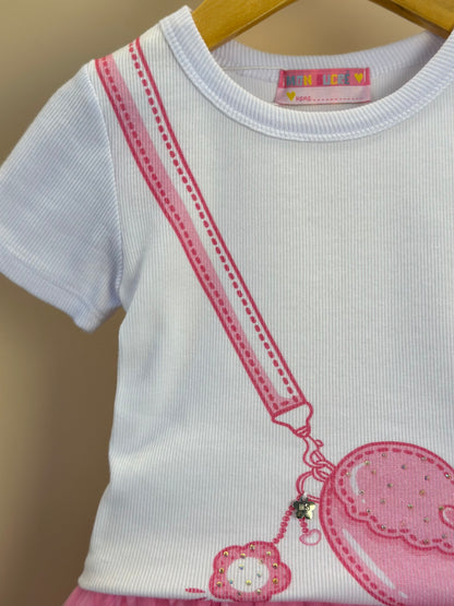 Conjunto Infantil Blusa Bolsa Coração e Saia de Tule Coração - Mon Sucré