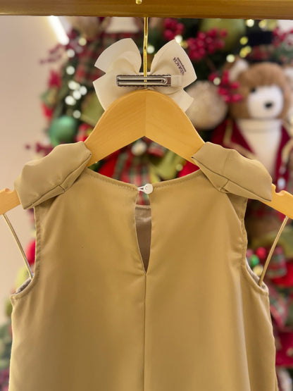 Vestido Infantil Festa Laço Puffer com Pérolas - Pituchinhus