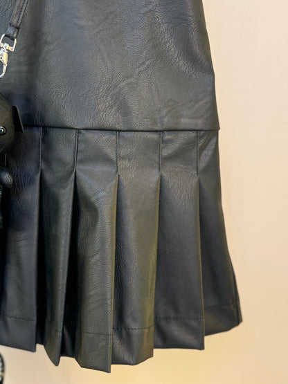 Vestido Infantil Trapézio Couro Tech com Bolsa Ursinho - Luluzinha