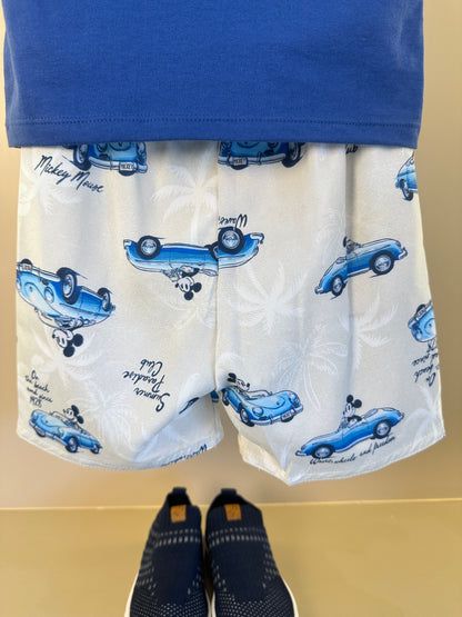 Conjunto Infantil T - Shirt Mickey Mouse e Bermuda Estampa Carros Clássicos - Youccie