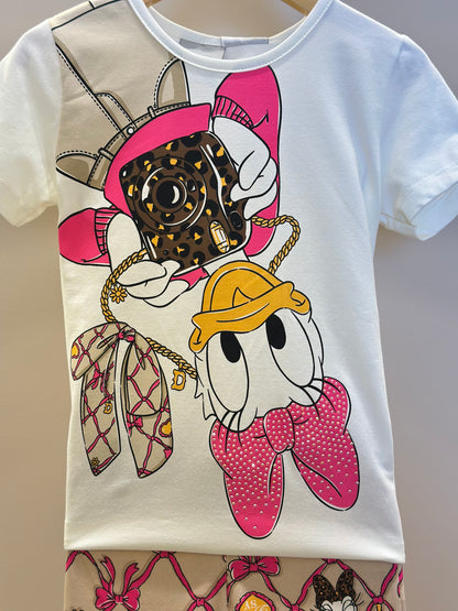 Conjunto Infantil Blusa MC e Legging Estampado Disney - Momi