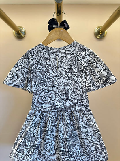 Conjunto Infantil Blusa e Saia Floral Paisley Laço Preto - Animê