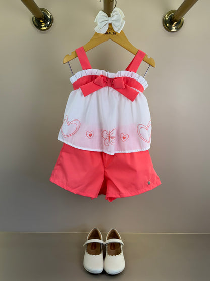Conjunto Infantil Blusa Bordado Laço Maxxi e Shorts Rosa - Mon Sucré