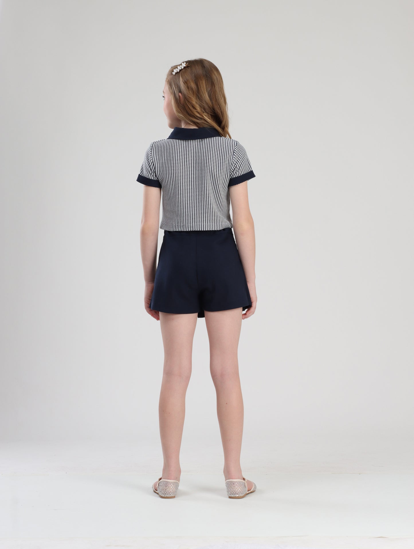 Conjunto Infantil Polo Navy e Shorts-saia Marinho - Luluzinha