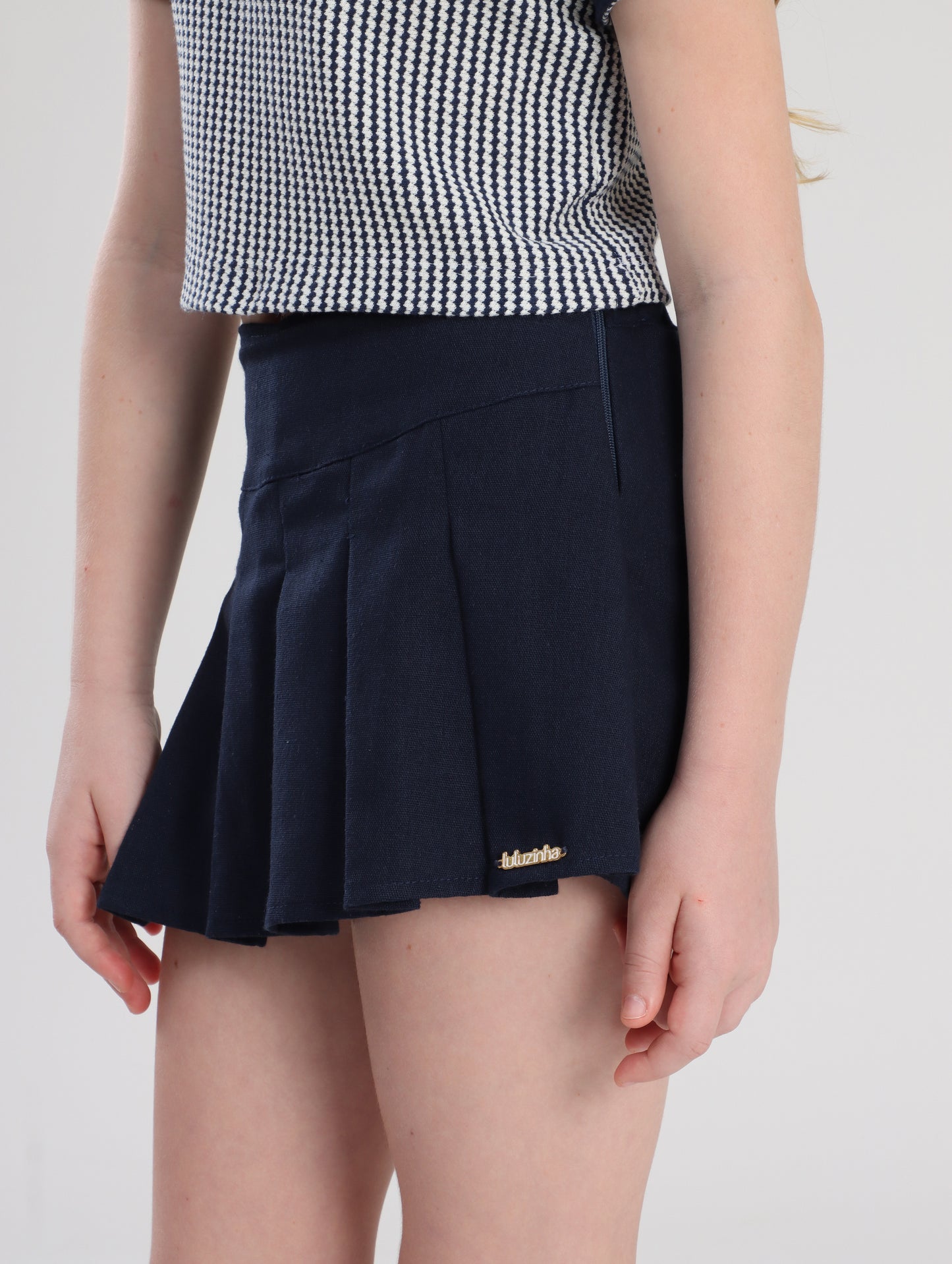 Conjunto Infantil Polo Navy e Shorts-saia Marinho - Luluzinha