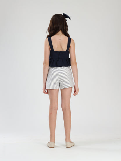 Conjunto Infantil Blusa Peplum e Shorts Navy - Luluzinha