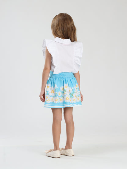 Conjunto Infantil Blusa e Saia-shorts Girassol - Luluzinha