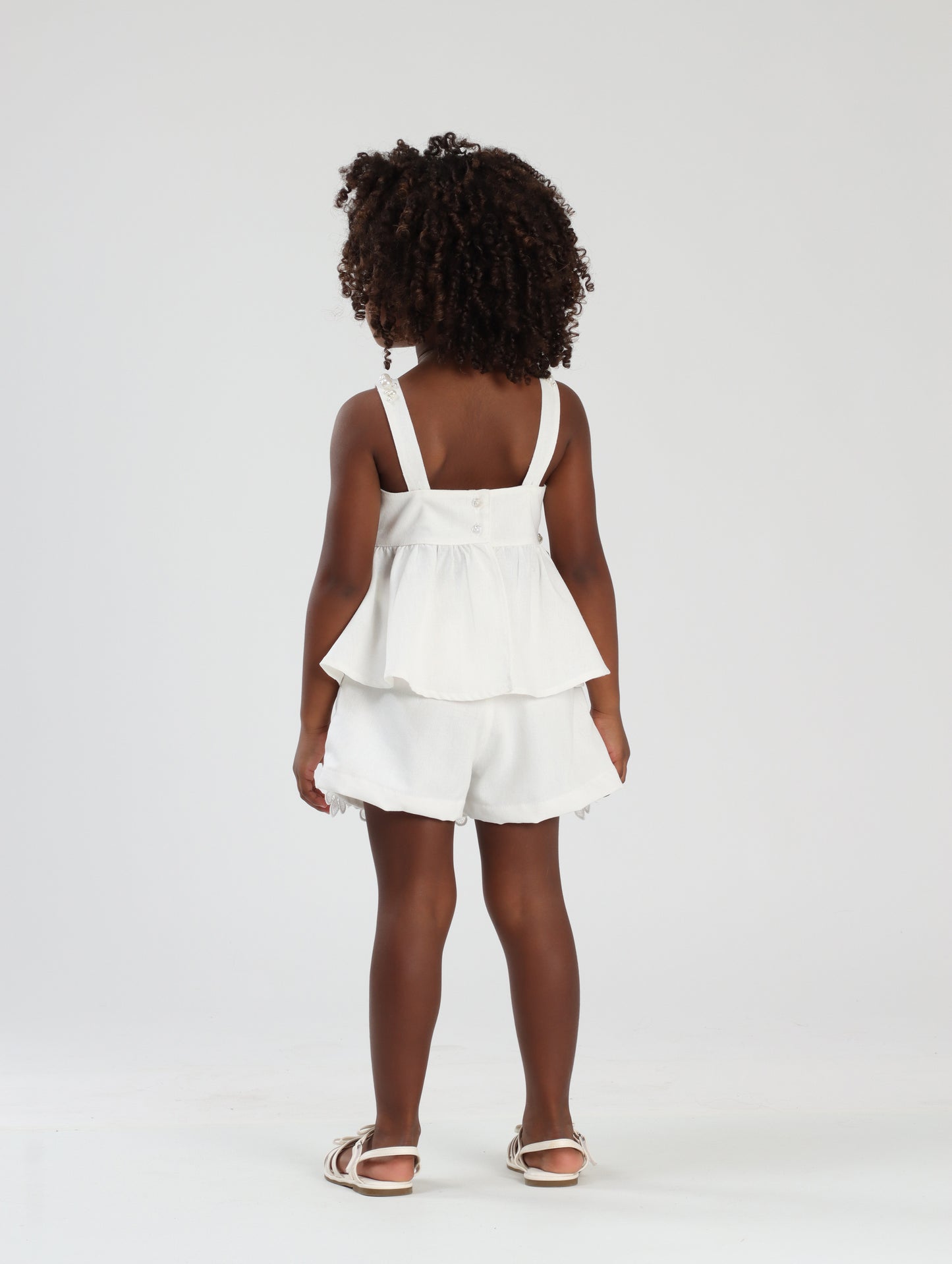 Conjunto Infantil Bata e Shorts-Saia Renda Bordados - Luluzinha
