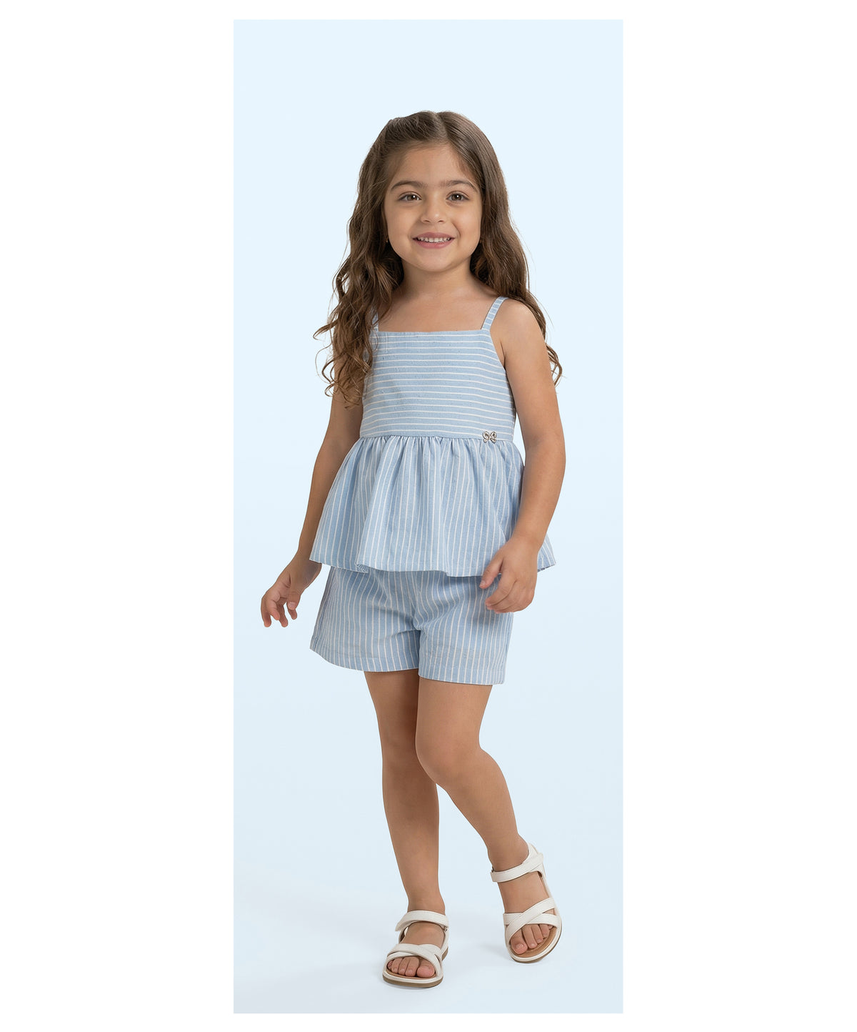 Conjunto Infantil Blusa Alças Com Regulador e Shorts Com Cós