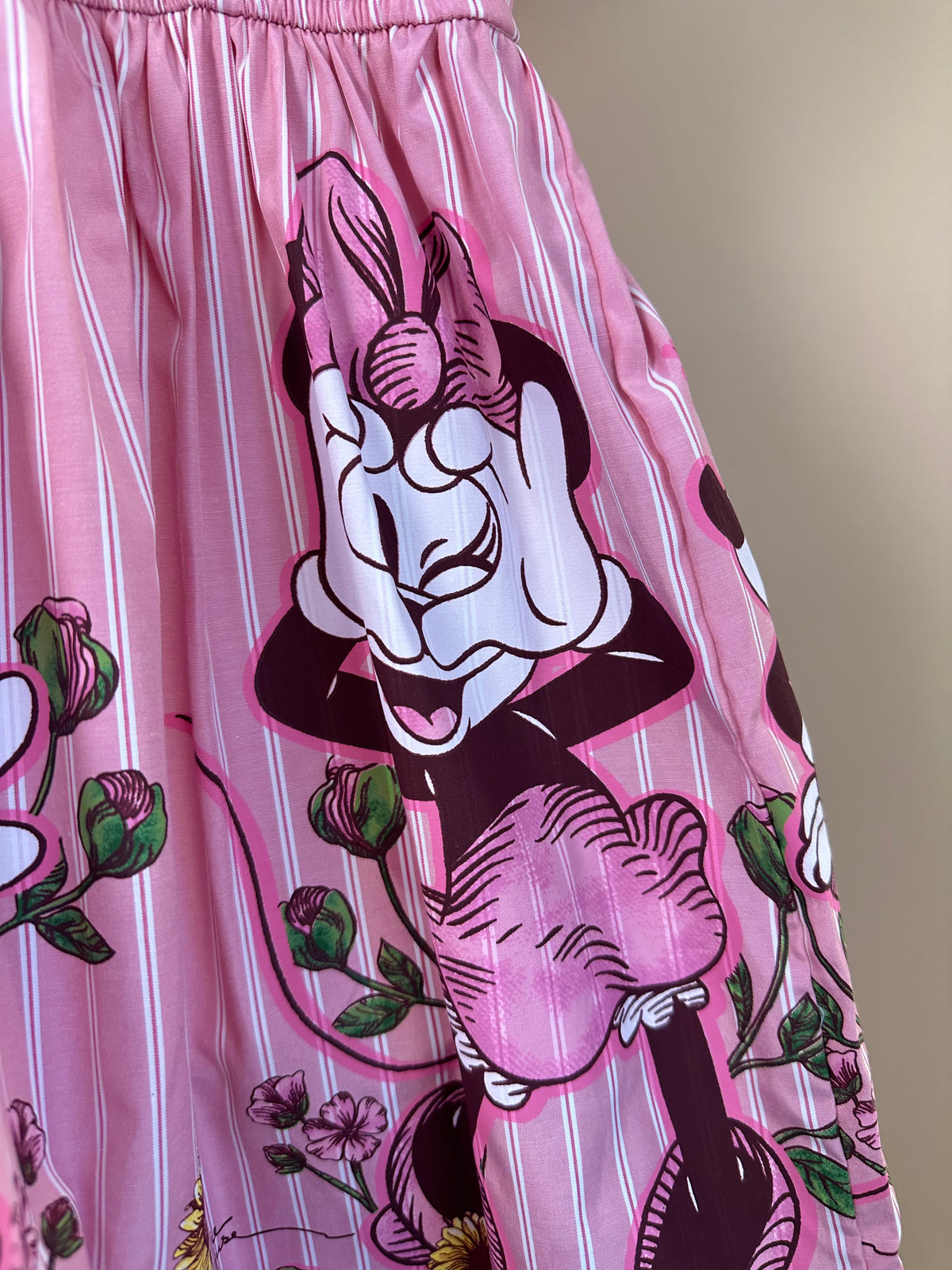 Vestido Infantil Rosa Listrado Minnie Floral - Animê