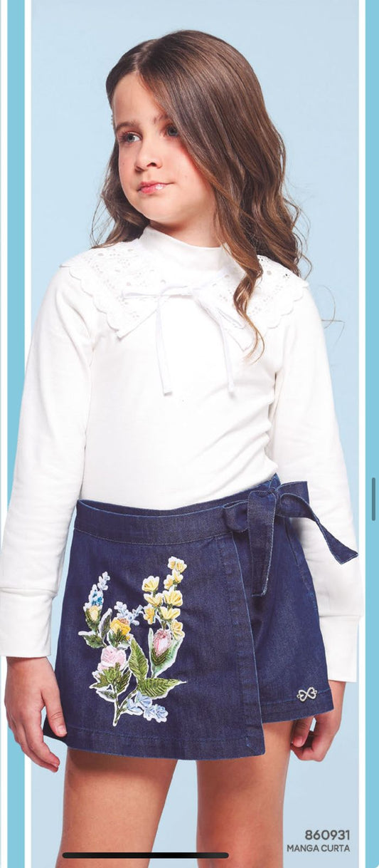 Blusa Infantil Gola de Laise Removível - Luluzinha