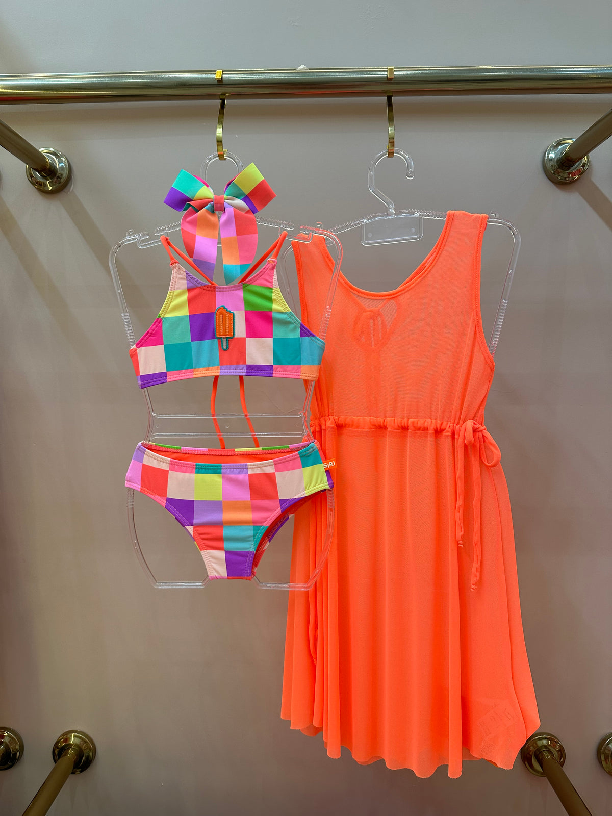 Vestido Infantil Tule Larissa Laranja Fluor - Siri Kids