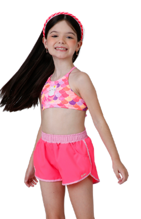 Shorts Infantil Letícia Rosa Chiclete - Siri Kids