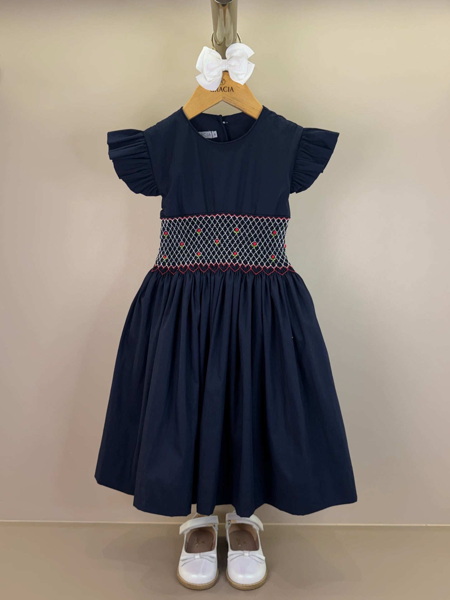 Vestido Infantil Clássico Algodão Ísis Marinho - Gracia