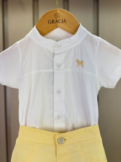 Conjunto Bebê Body-Camisa e Bermuda Oxfordine - Charpey