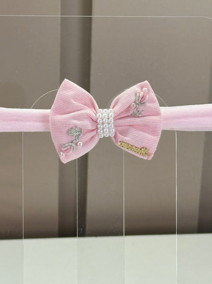 Faixa Bebê Pérolas Bordadas Rosa - Roana