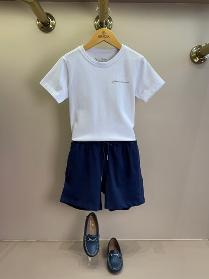 Shorts Infantil Piquet Cordão Marinho - Dudes