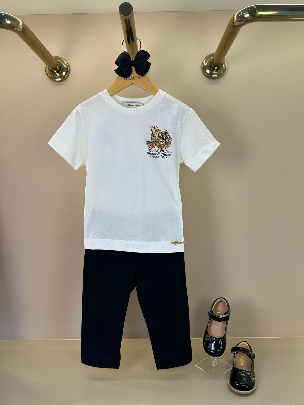 Conjunto Infantil T-Shirt Mickey e Minnie Lovely e Calça Legging Capri - Animê
