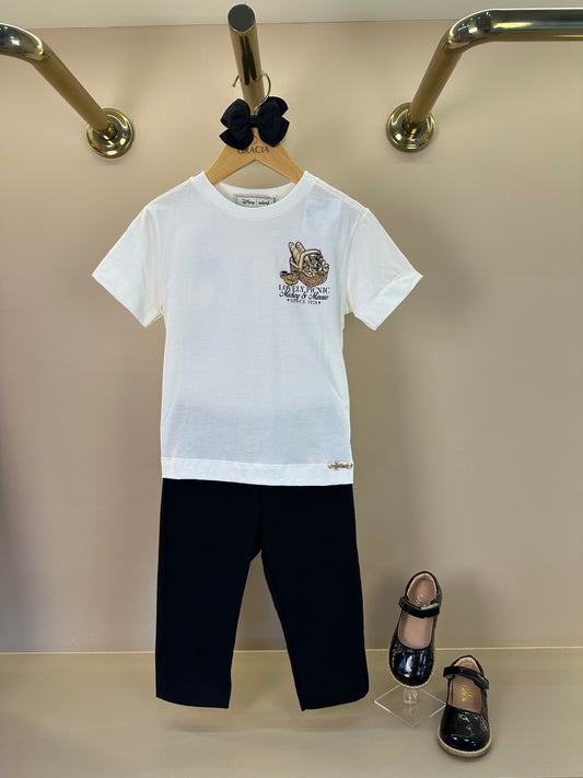 Conjunto Infantil T-Shirt Mickey e Minnie Lovely e Calça Legging Capri - Animê