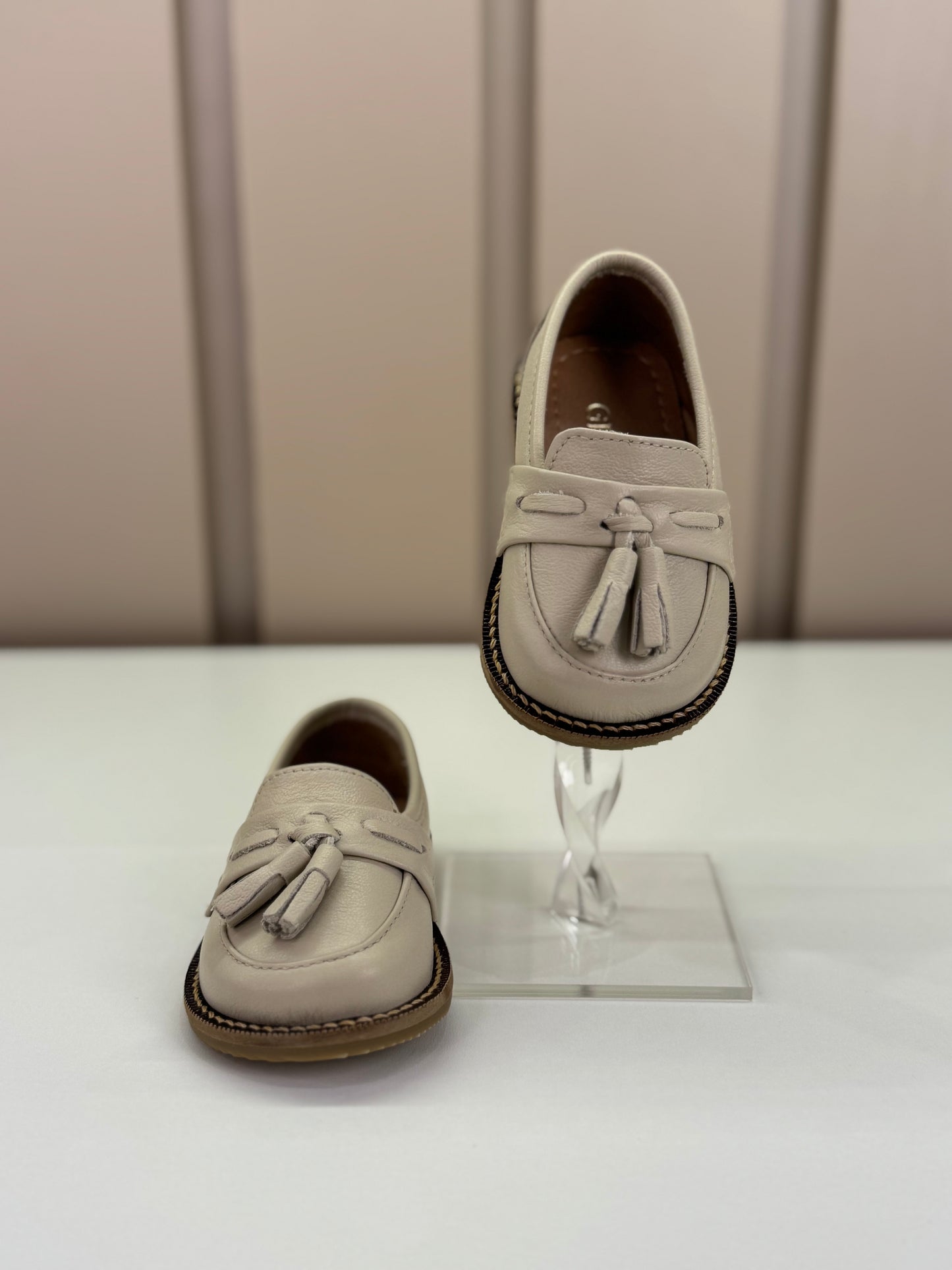 Mocassim Infantil Couro Tassel João Off White - Gracia