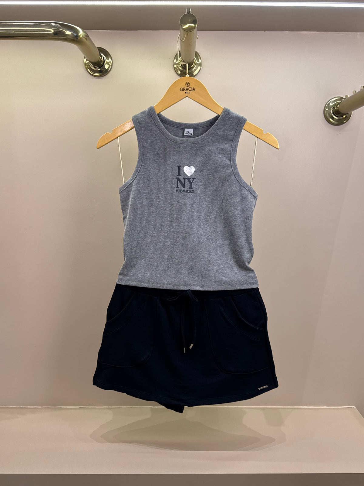 Conjunto Teen Blusa Regata e Short-Saia Molevisco - Vic Vick