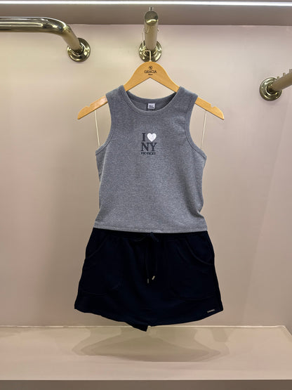 Conjunto Teen Blusa Regata e Short-Saia Molevisco - Vic Vick
