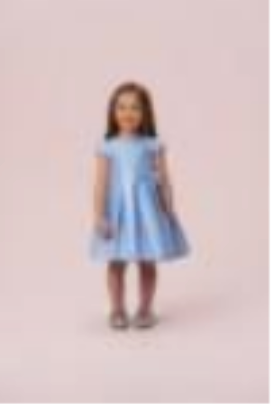Vestido Infantil Festa Busto Bordado Lacinho Azul Claro - Petit Cherie