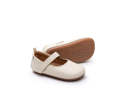 Sapatinho Bebê Roundy Couro  White & Gold - Tip Toey Joey