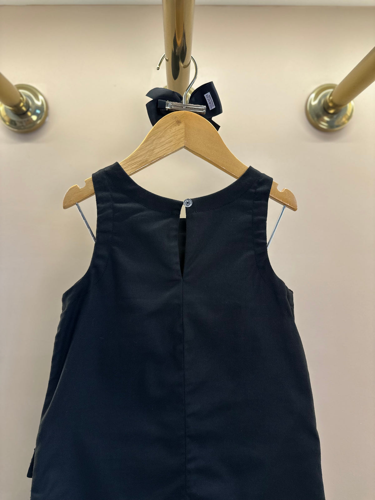 Vestido Infantil Trapézio Sarja Bolsos Tweed Paetê Preto - Petit Cherie