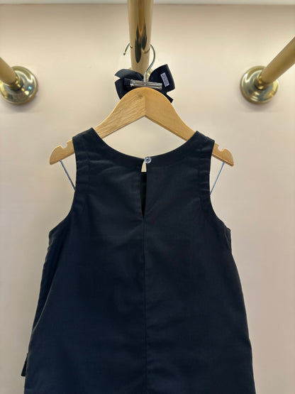 Vestido Infantil Trapézio Sarja Bolsos Tweed Paetê Preto - Petit Cherie