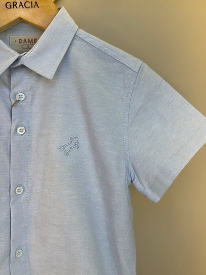 Camisa Infantil MC Oxfordine Azul - Dame