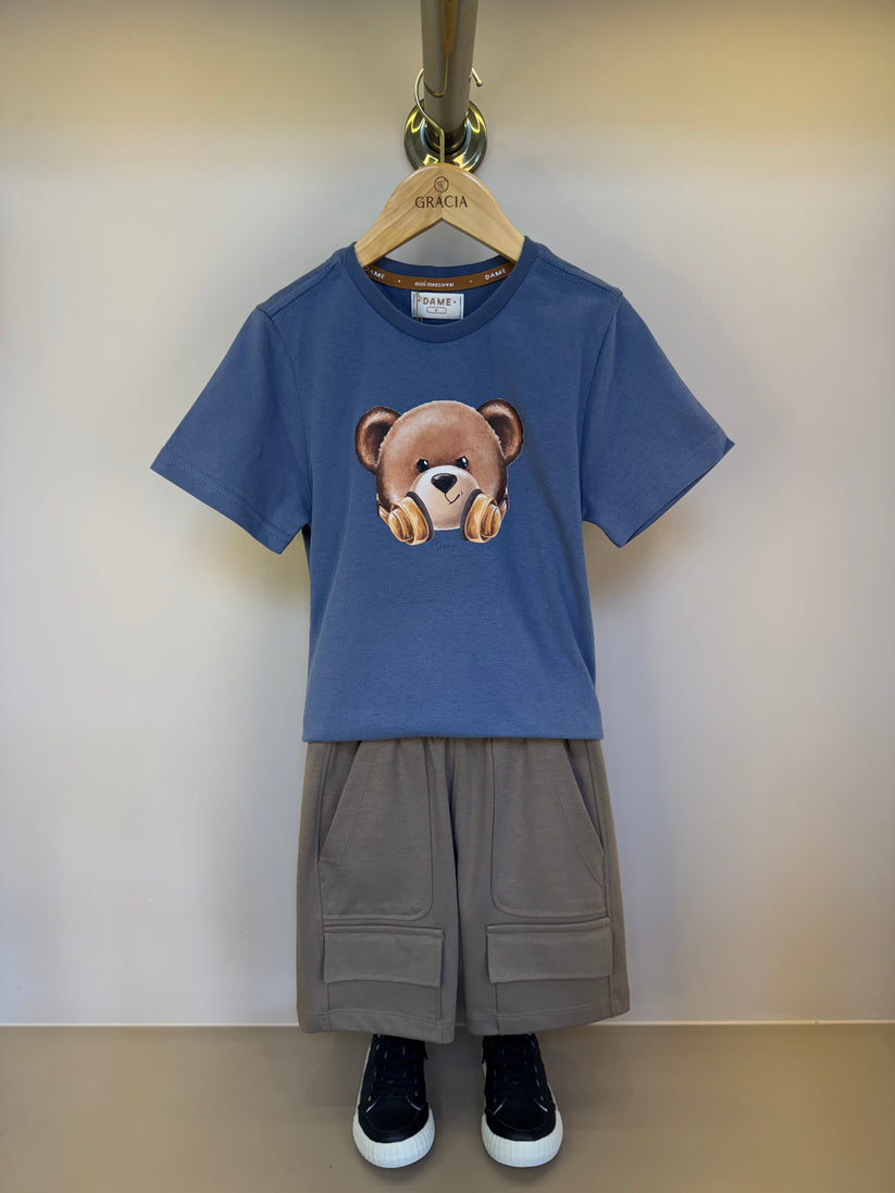 Camiseta Infantil Algodão Teddy Fone Denim - Dame