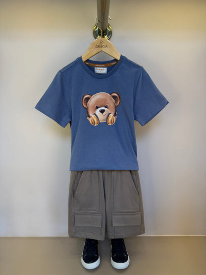 Camiseta Infantil Algodão Teddy Fone Denim - Dame