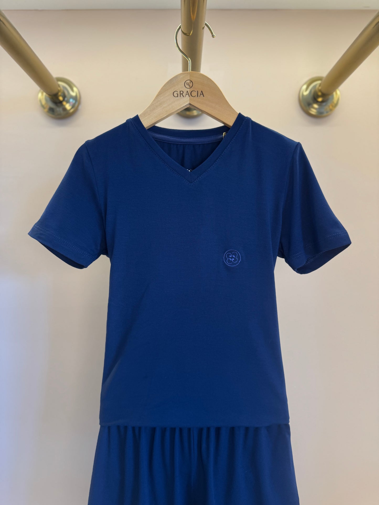 Pijama Infantil Le Basique Blusa MC e Shorts Azul Infinito - Conforteca