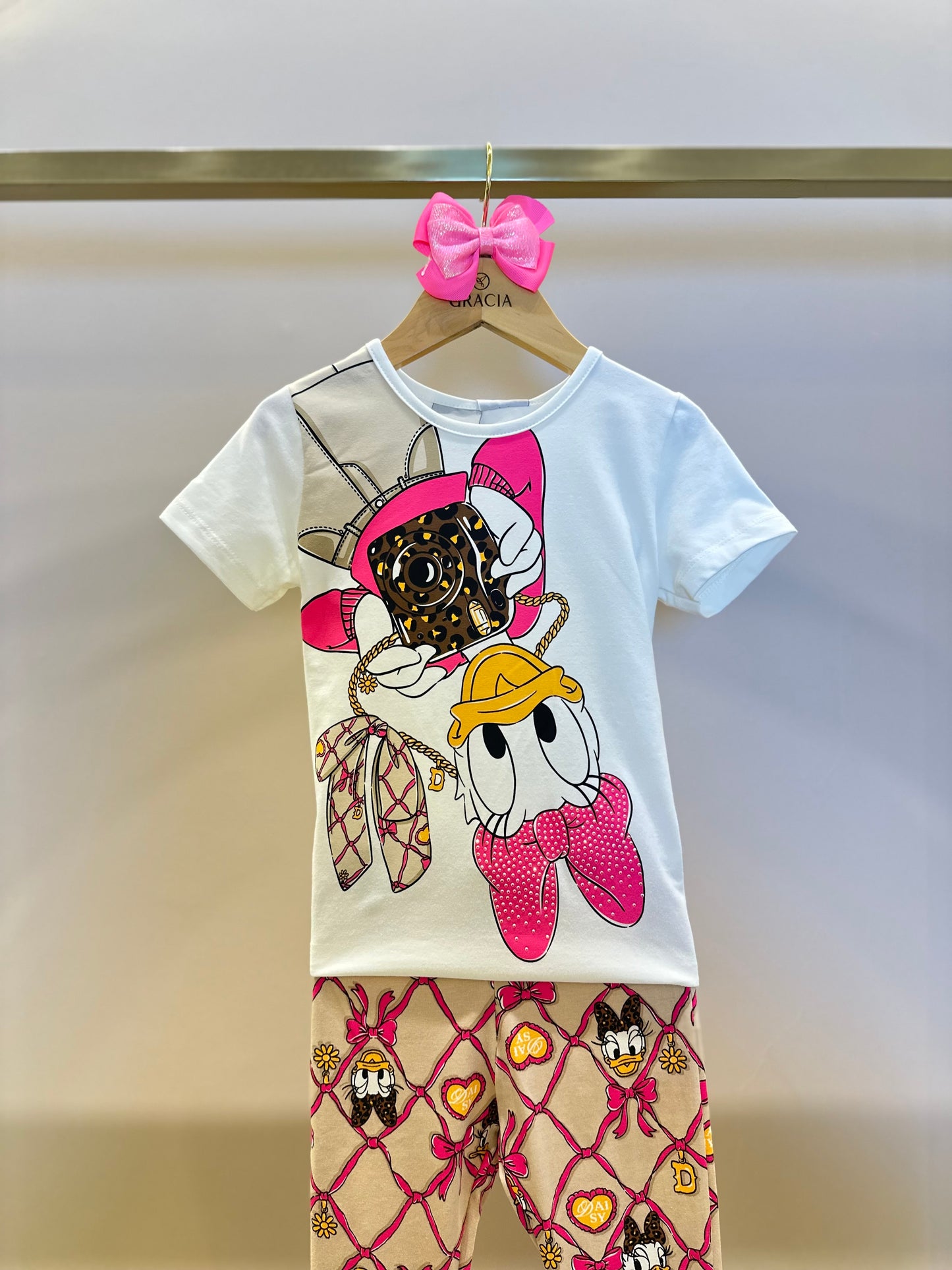 Conjunto Infantil Blusa MC e Legging Estampado Disney - Momi