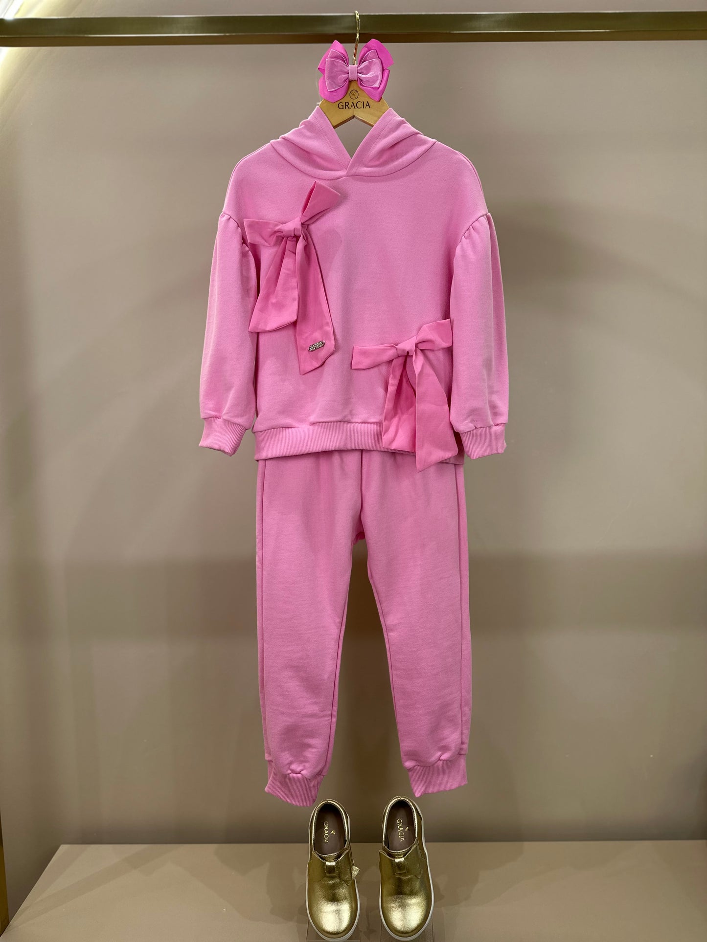 Conjunto Infantil Casaco e Calça Moletom Rosa Girly - Animê Petite