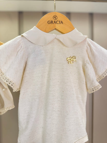 Conjunto Bebê Body Golinha e Calcinha Babado Pérola - Charpey