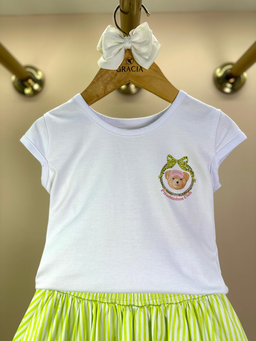 Blusa Infantil Cotton Ursinha com Pregas nas Costas - Pituchinhus