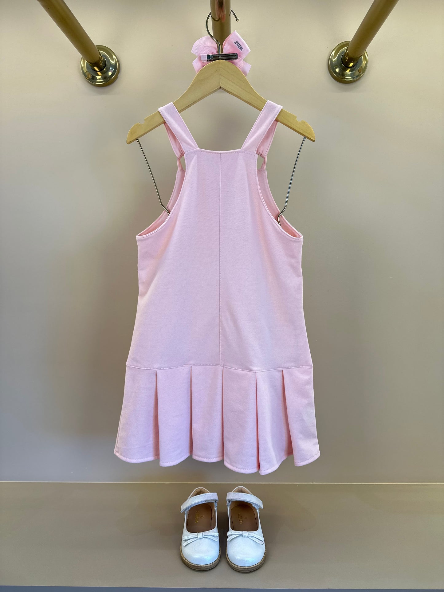 Salopete Infantil Rosa Ursinhos Com Blusa Golinha MC Off White - Gabriela Aquarela