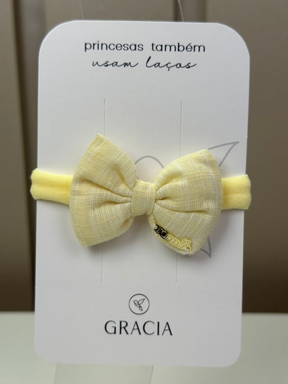 Faixinha Bebê Laço Puffer Amarela - Roana