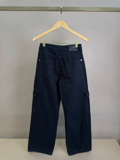 Calça Teen Jeans Cargo Preta – Authoria