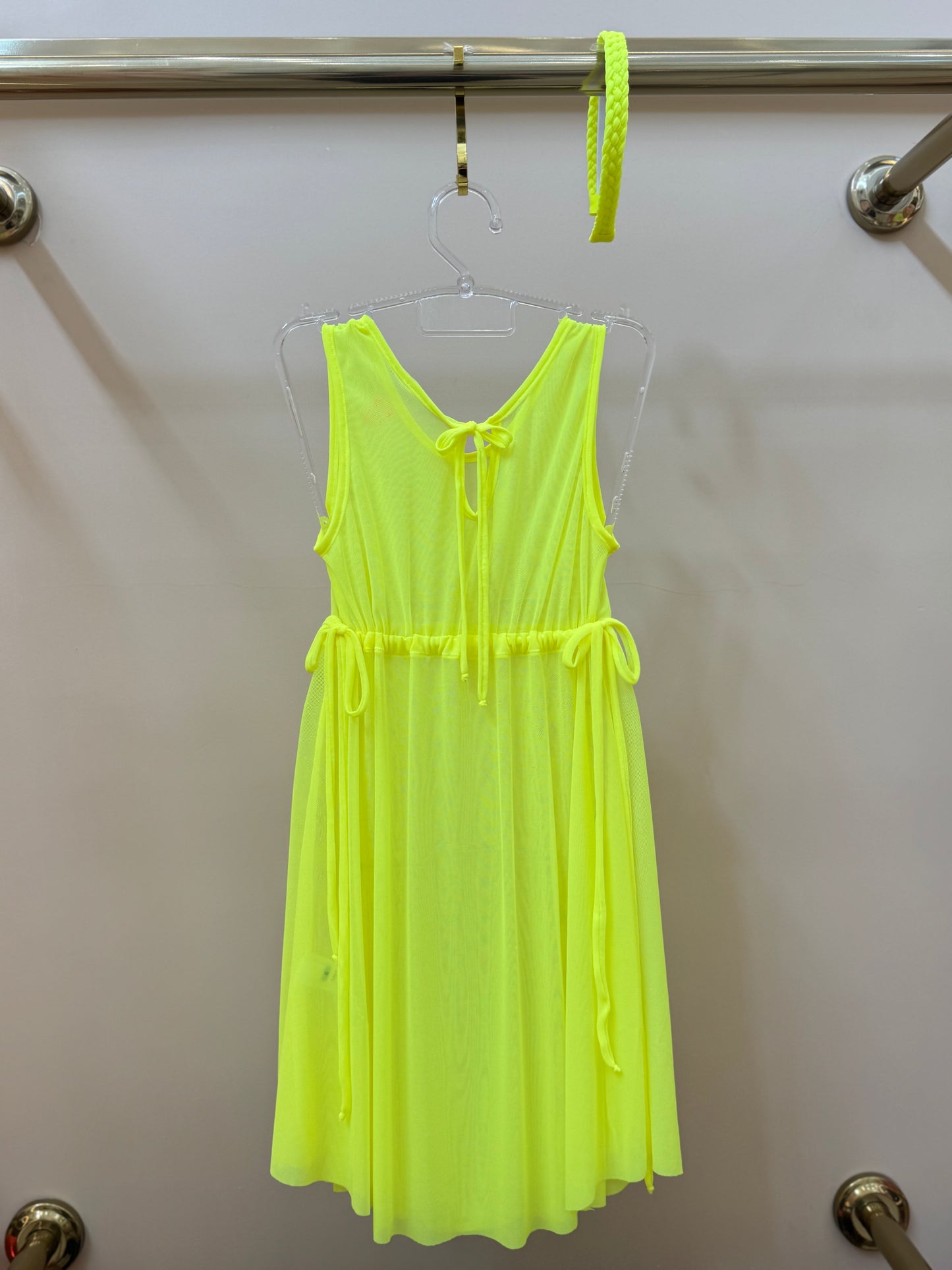 Vestido Infantil Larissa Tule Amarelo Fluor - Siri Kids